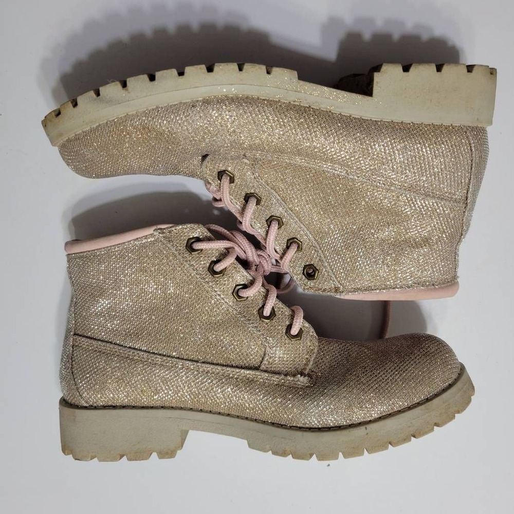 Cliffs By White Mountain Womens Ankle Booties Beige Lace Up Glitter 8.5 M